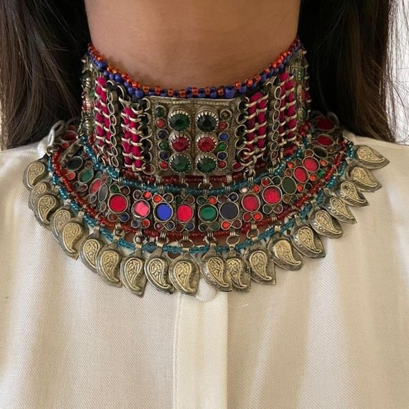 Jewelry - Traditional Afghan Vintage Statement Choker Necklace- Afghan Silver Jewelry